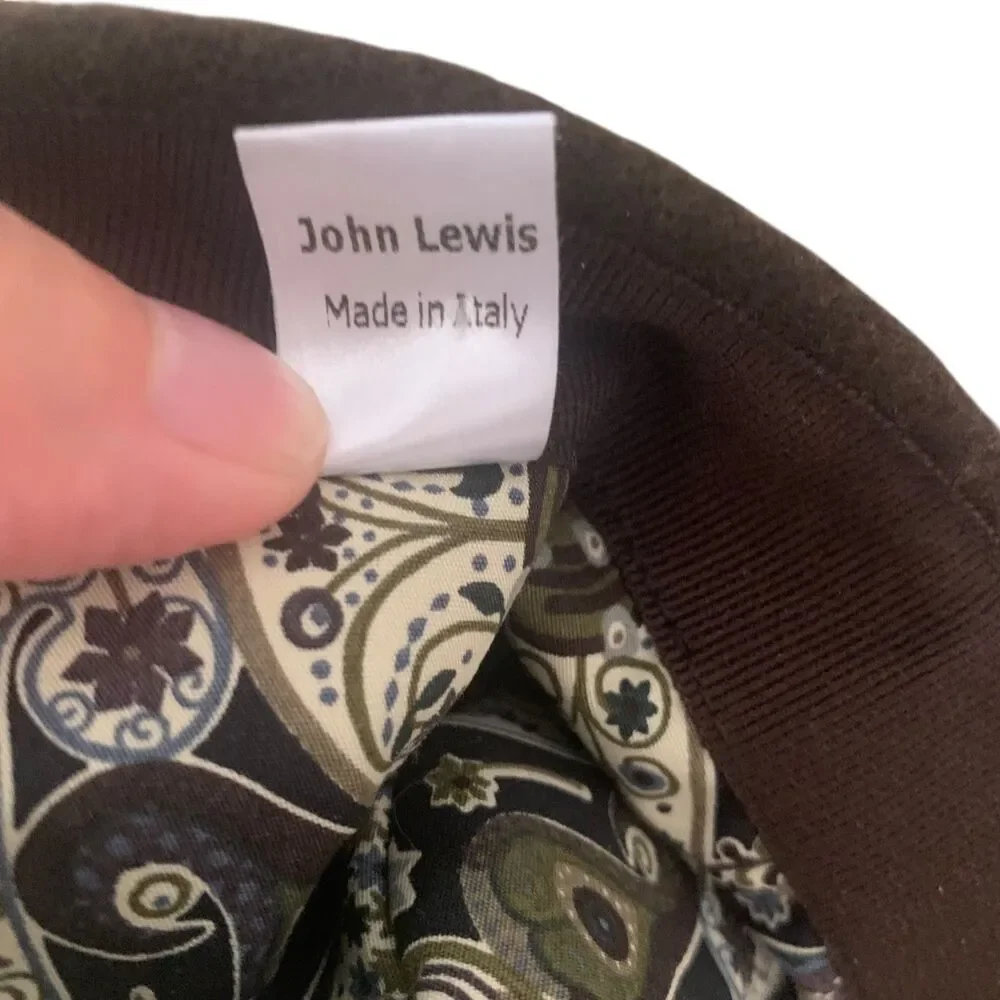 Vintage John Lewis Chocolate Brown Wool Newsboy Cabbie Hat M Classic Italy